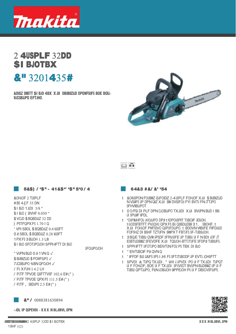 Page 1 de la notice Fiche technique Makita EA3201S35B