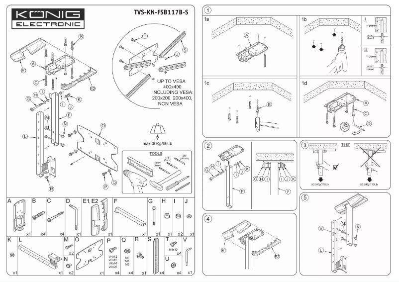 Page 1 de la notice Manuel utilisateur Konig TVS-KN-FSB117S