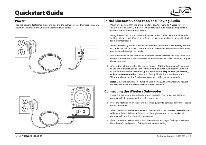 Page n°1 - Guide de démarrage rapide iLive ITBSW222