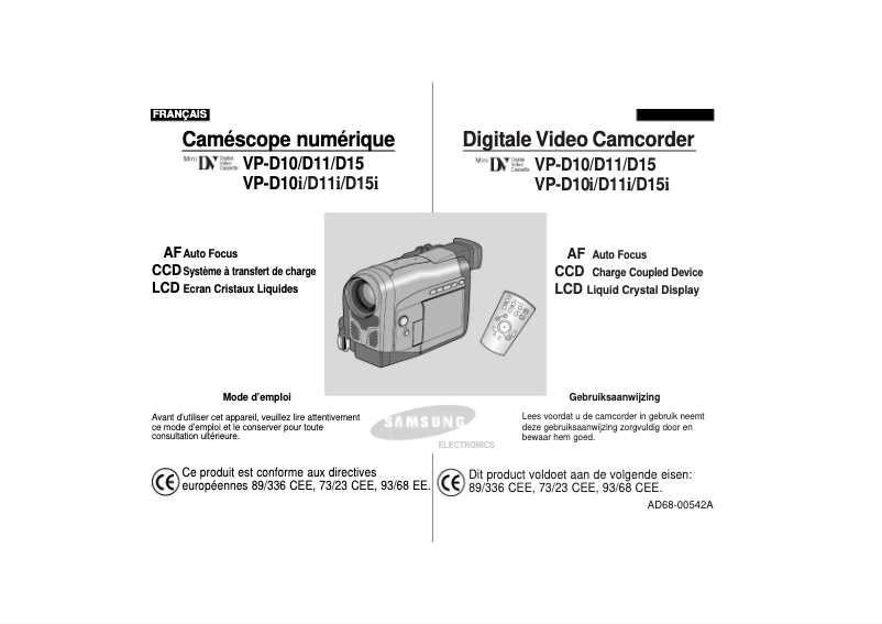 Page 1 de la notice Manuel utilisateur Samsung VP-D10