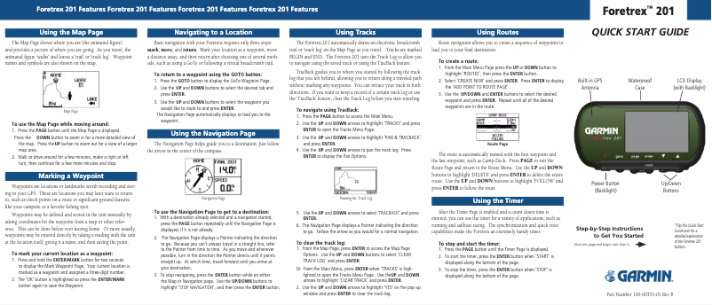 Page 1 de la notice Manuel utilisateur Garmin Foretrex 201