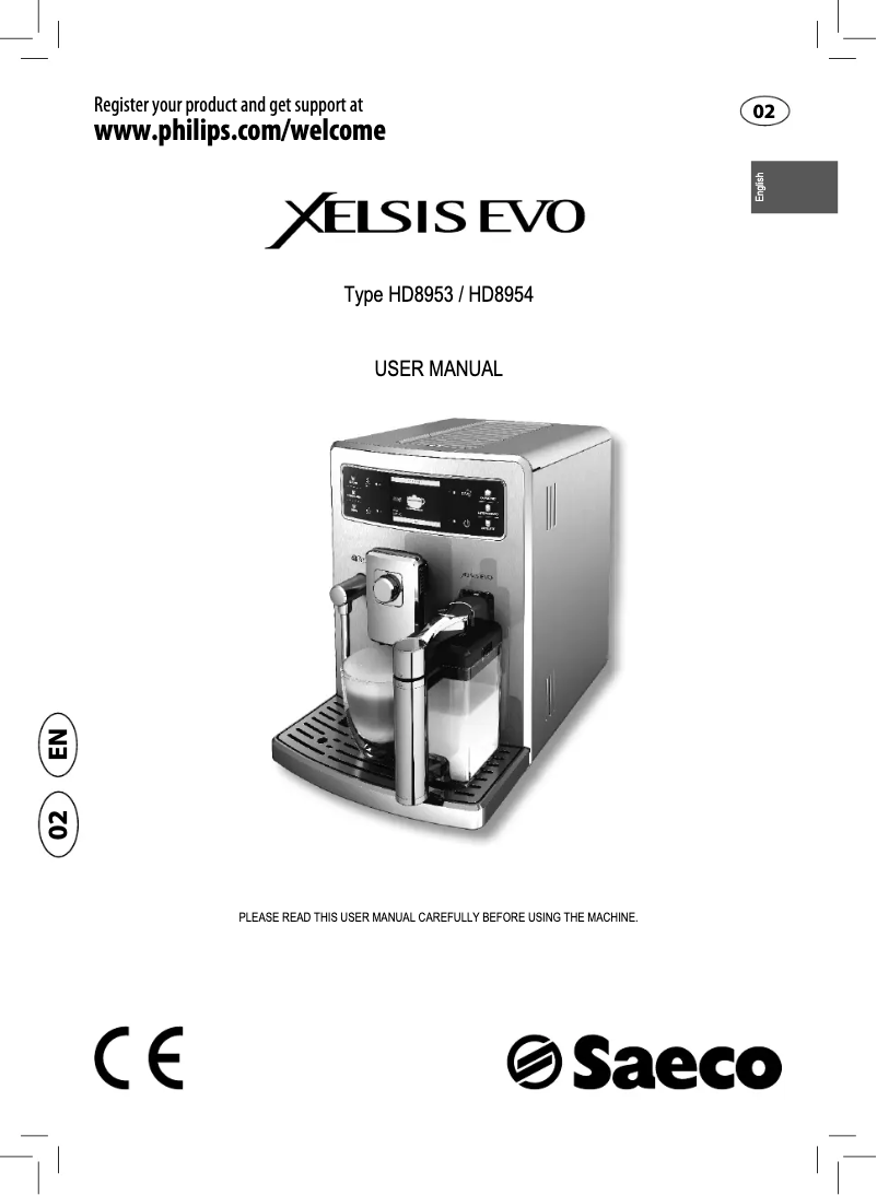 Image de la première page du manuel de l'appareil Saeco Xelsis Evo HD8954