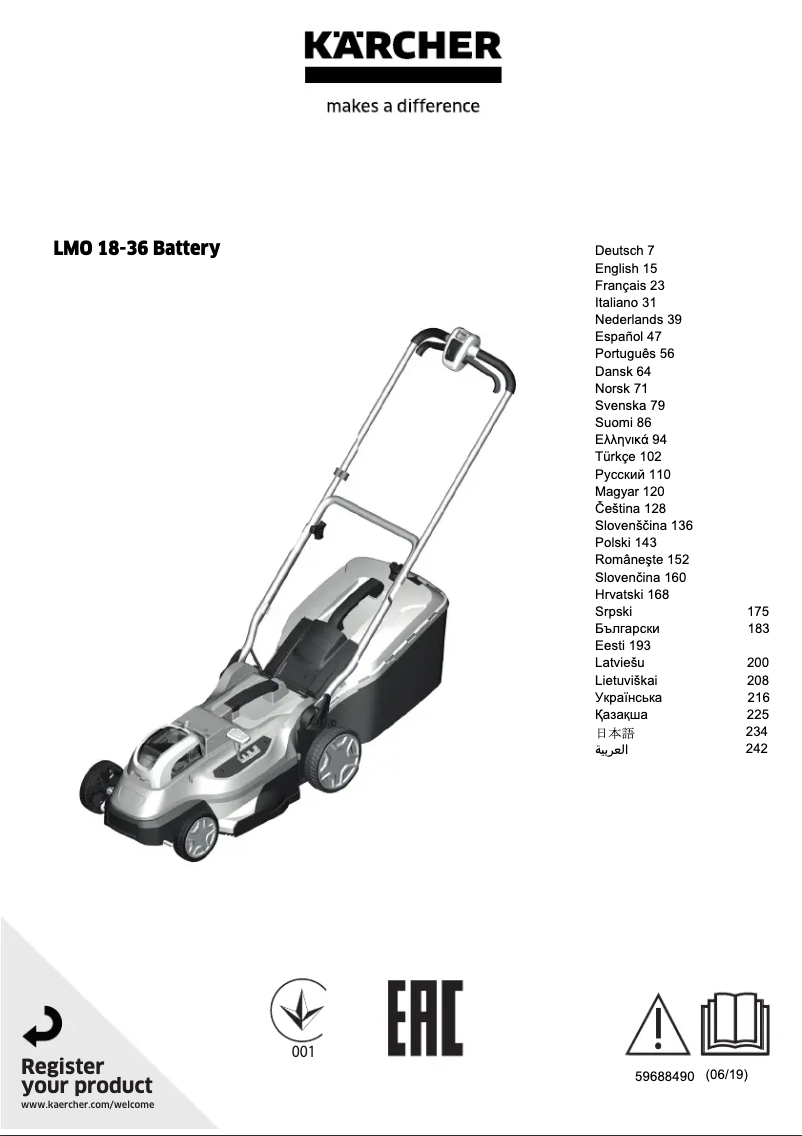 Imagen de la primera página del manual del dispositivo LMO 18-36 Battery Set