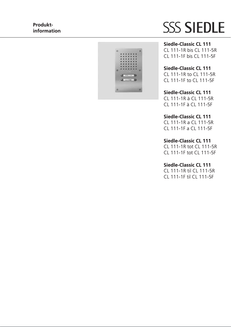 Page n°1 - Manuel utilisateur Siedle Classic CL 111-2 B