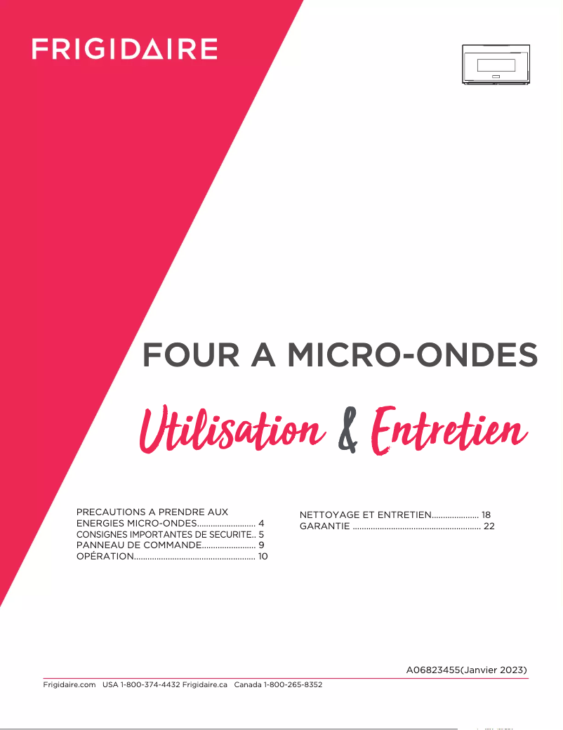 Page n°1 - Manuel utilisateur Frigidaire GMOS1964AF