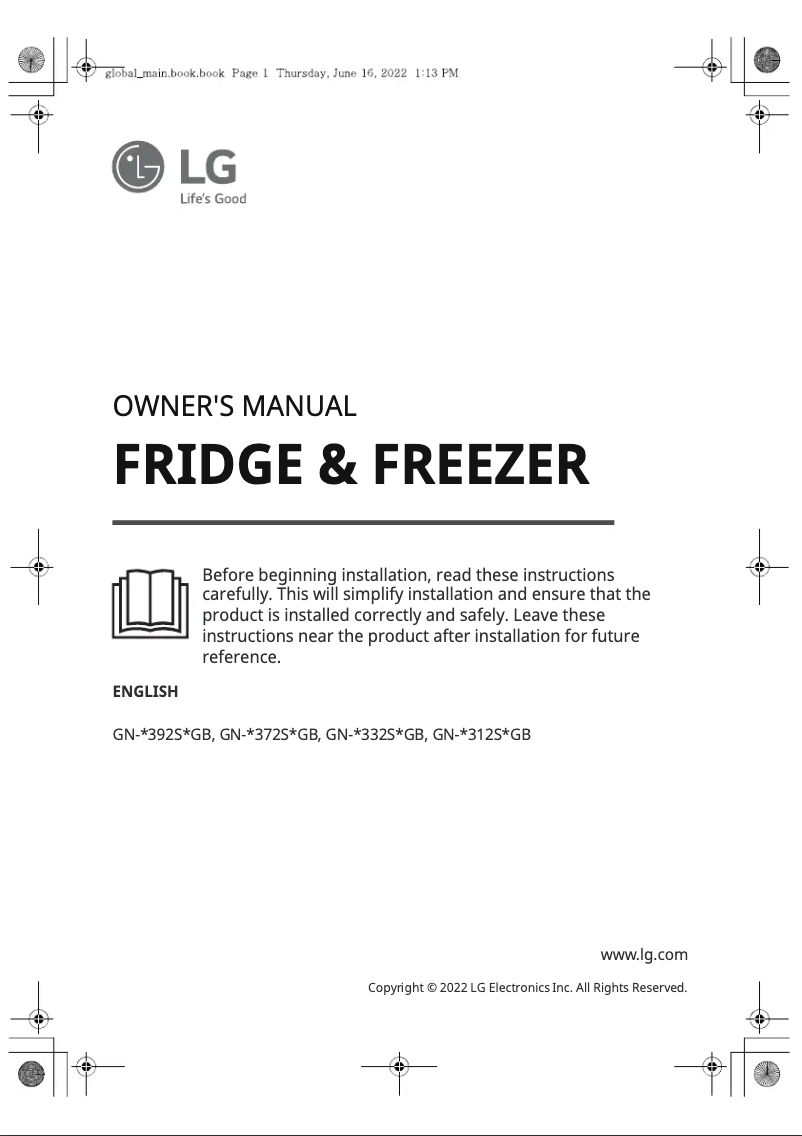 Page 1 de la notice Manuel utilisateur LG GN-F332SBGB