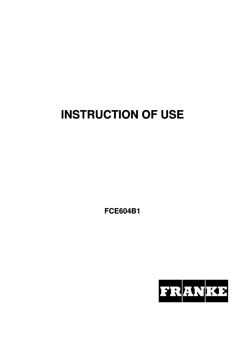 Page n°1 - Manuel utilisateur Franke FCE604B1