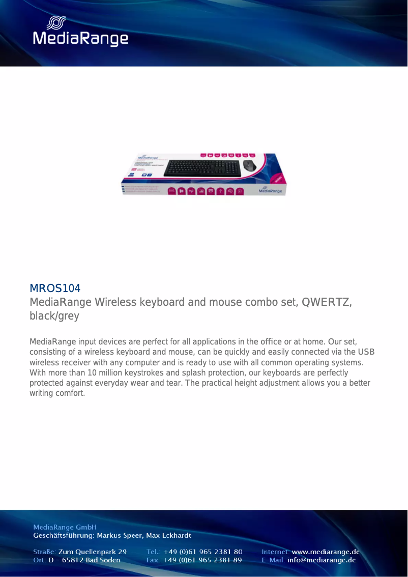 Page 1 de la notice Manuel utilisateur MediaRange MROS104