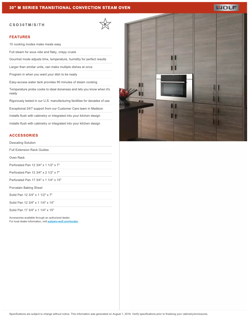 Page 1 de la notice Manuel utilisateur Wolf M Series CSO30TM/S/TH