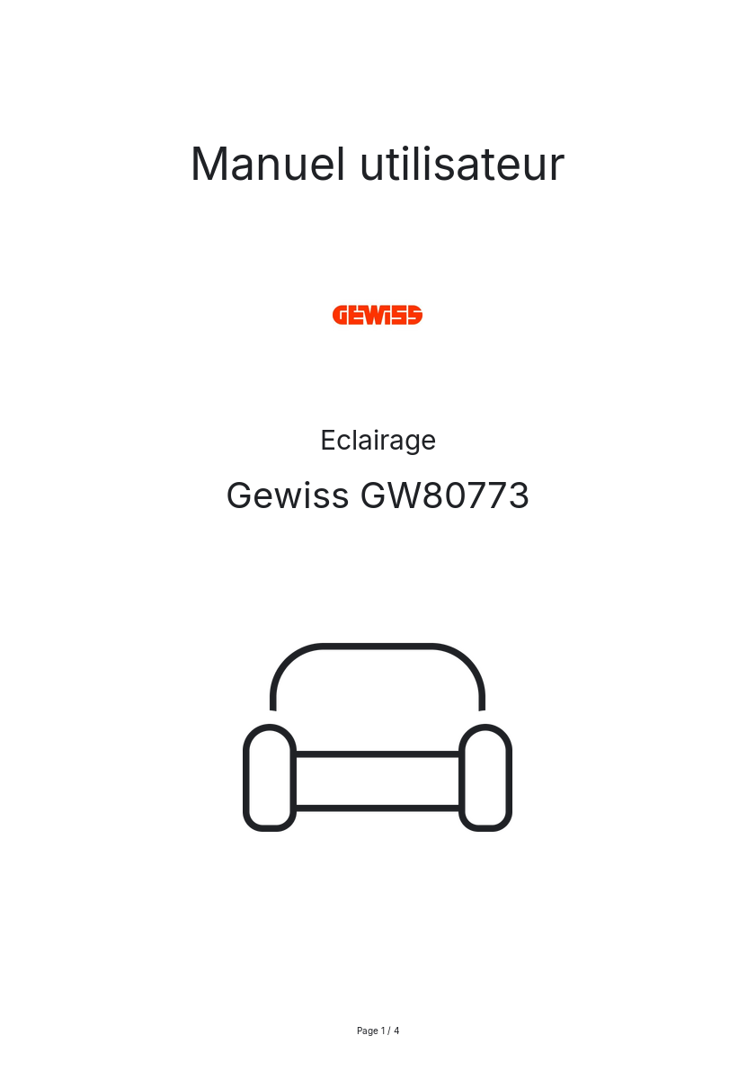 Page n°1 - Manuel utilisateur Gewiss GW80773
