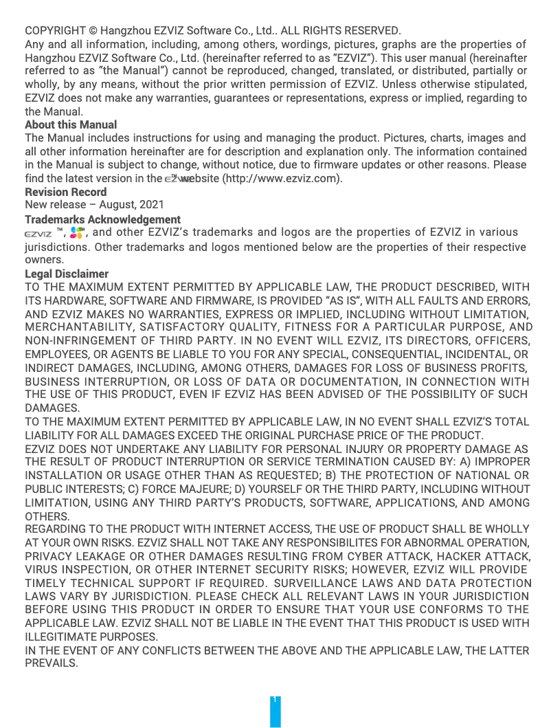 Page 1 de la notice Manuel utilisateur EZVIZ C6