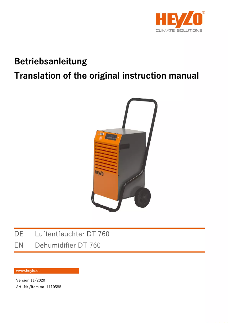 Page 1 de la notice Manuel utilisateur Heylo DT 760