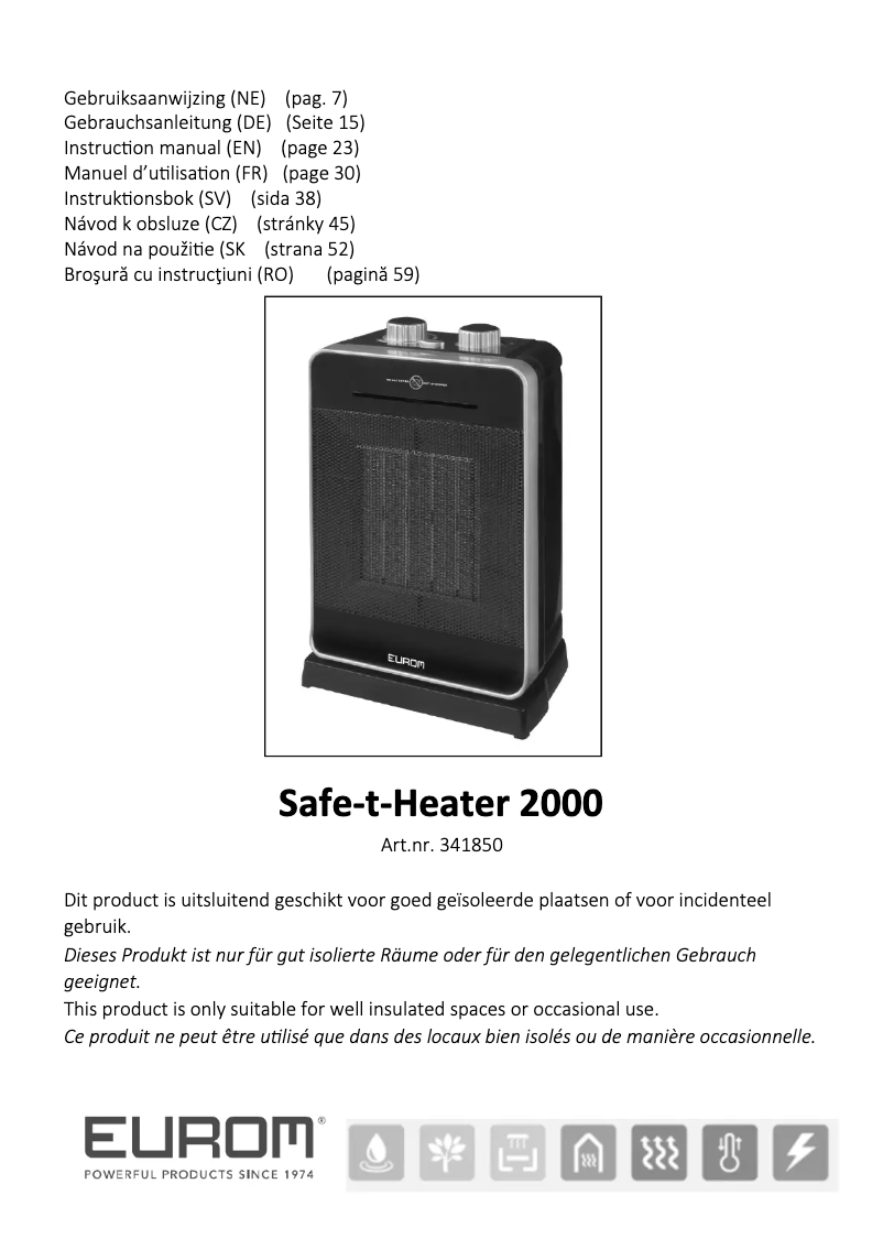 Página 1 del manual Manual de usuario Eurom Safe-t-Heater 2000