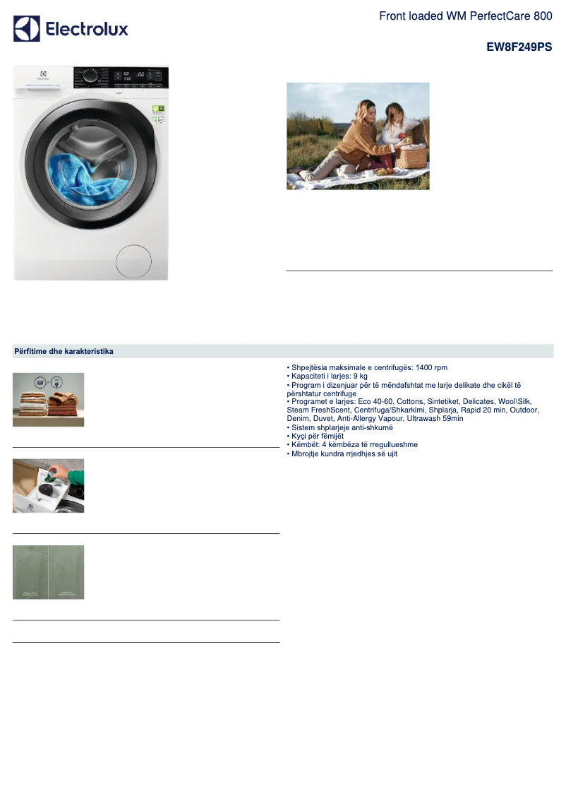 Image de la première page du manuel de l'appareil EW8F249PS