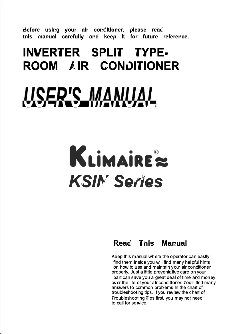 Página 1 del manual Manual de usuario Klimaire KSIN012-H115
