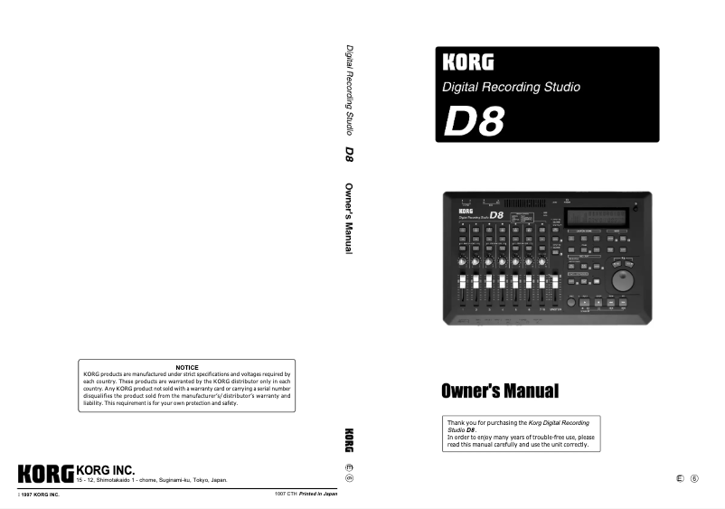 Page n°1 - Manuel utilisateur Korg D8
