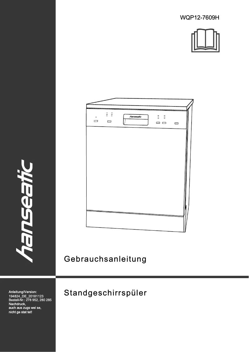 Image de la première page du manuel de l'appareil WQP12-7609H