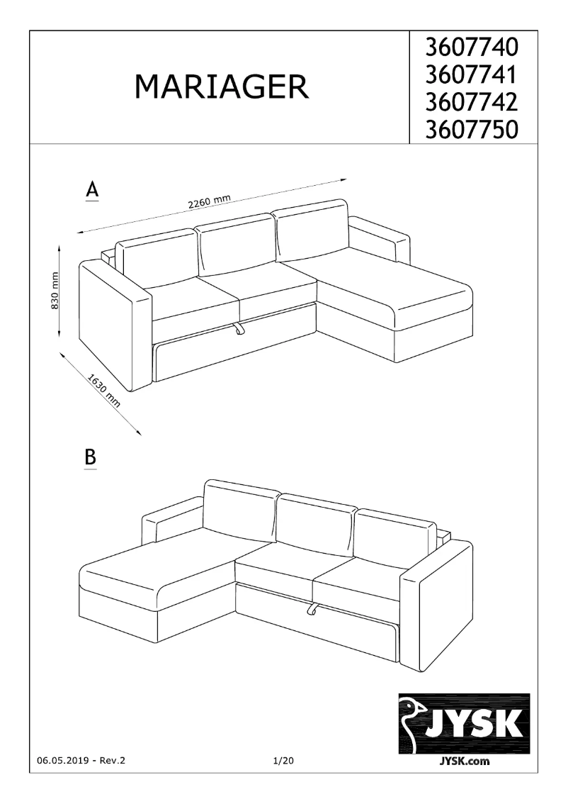 Page 1 de la notice Manuel utilisateur JYSK Mariager