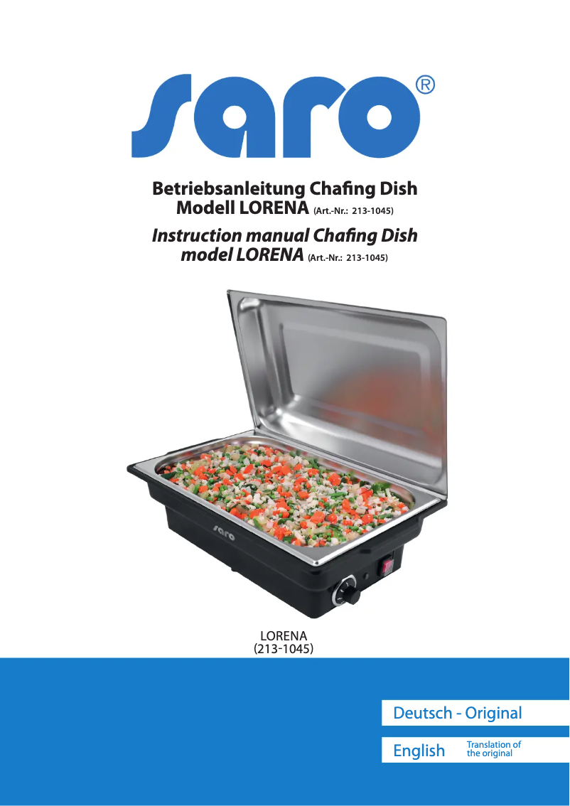 Página 1 del manual Manual de usuario Saro LORENA 213-1045