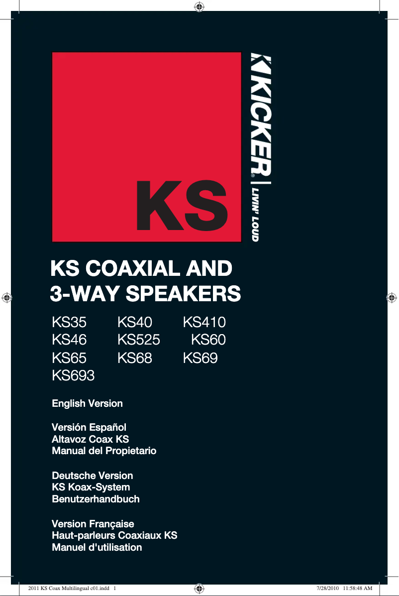 Page 1 de la notice Manuel utilisateur Kicker 11KS35