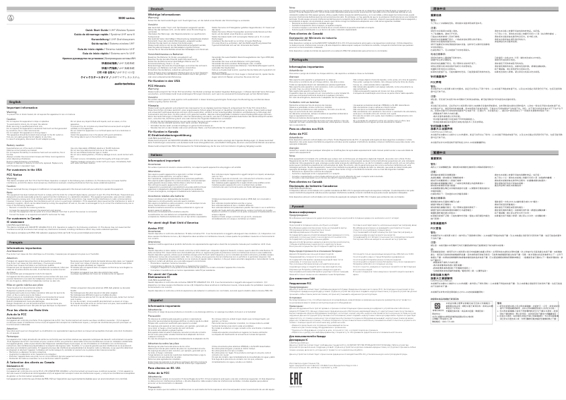 Page 1 of the manual Quick Start Guide Audio-Technica ATW-T3202