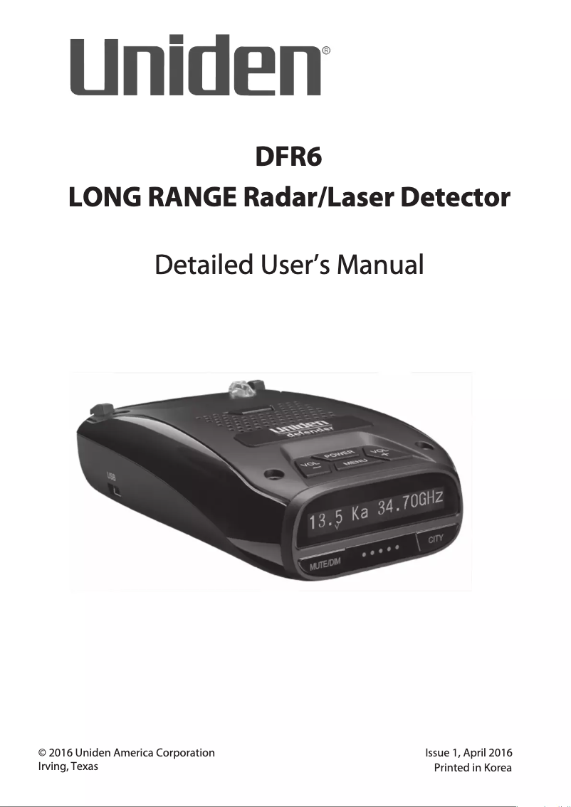Page n°1 - Manuel utilisateur Uniden DFR6NZ