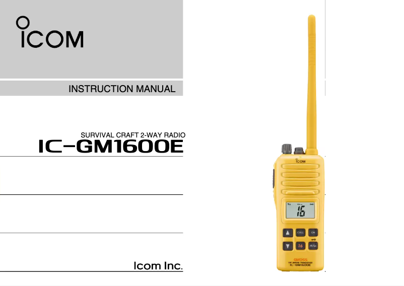 Image de la première page du manuel de l'appareil IC-GM1600E