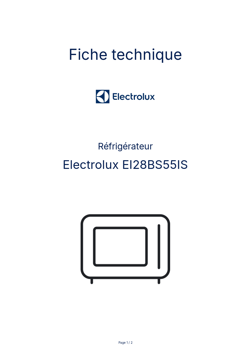 Page n°1 - Fiche technique Electrolux EI28BS55IS