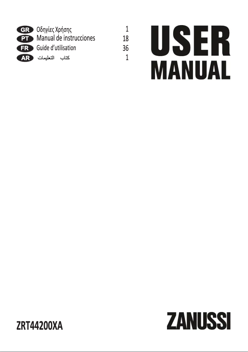 Page 1 de la notice Manuel utilisateur Zanussi ZRT44200XA