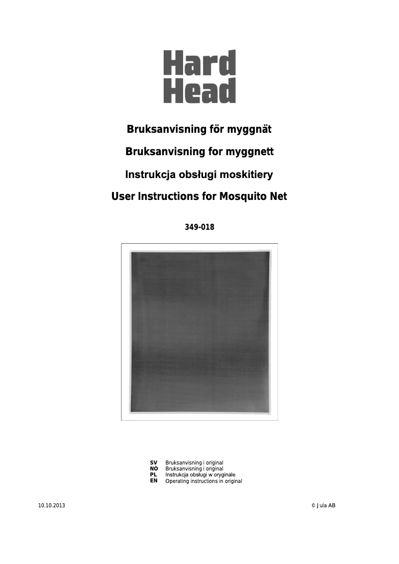 Page n°1 - Manuel utilisateur Hard Head 349-018
