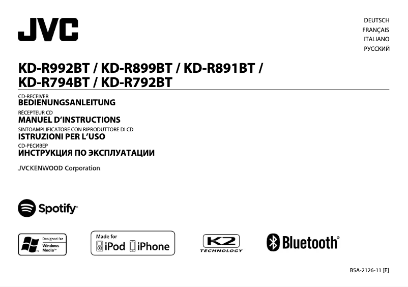 Page 1 de la notice Manuel utilisateur JVC KD-R891BT