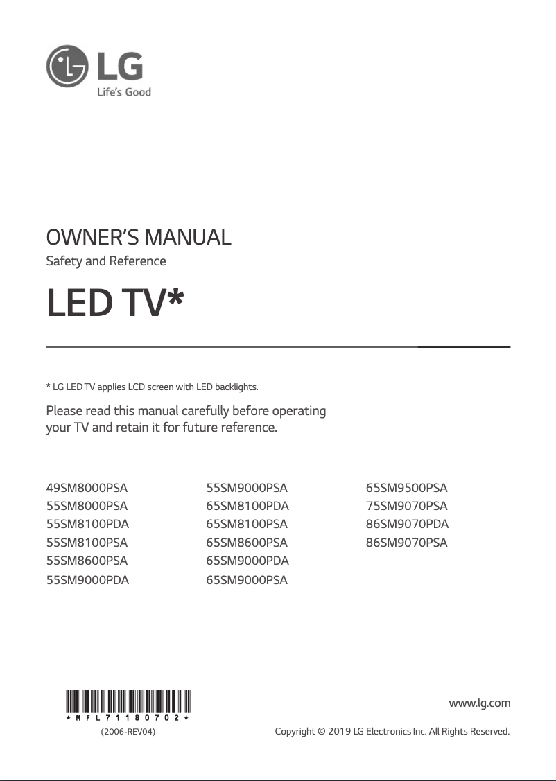 Página 1 del manual Manual de usuario LG 65SM8100PSA