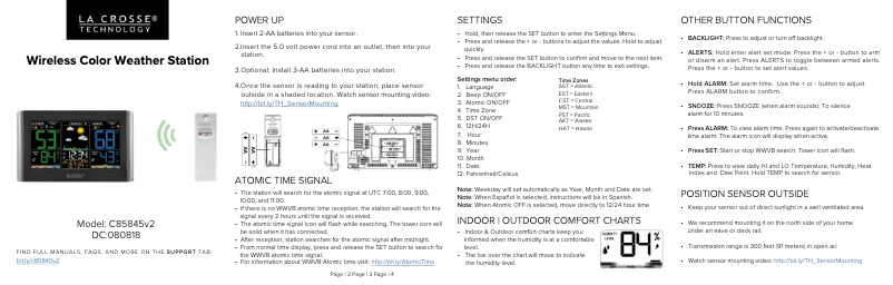 Image de la première page du manuel de l'appareil C85845V2