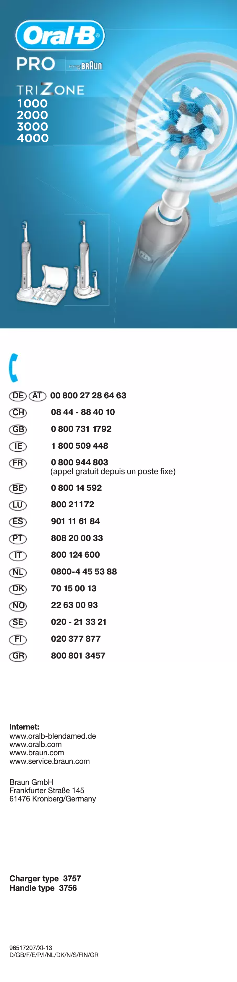 Page 1 de la notice Manuel utilisateur Oral-B Pro 1600