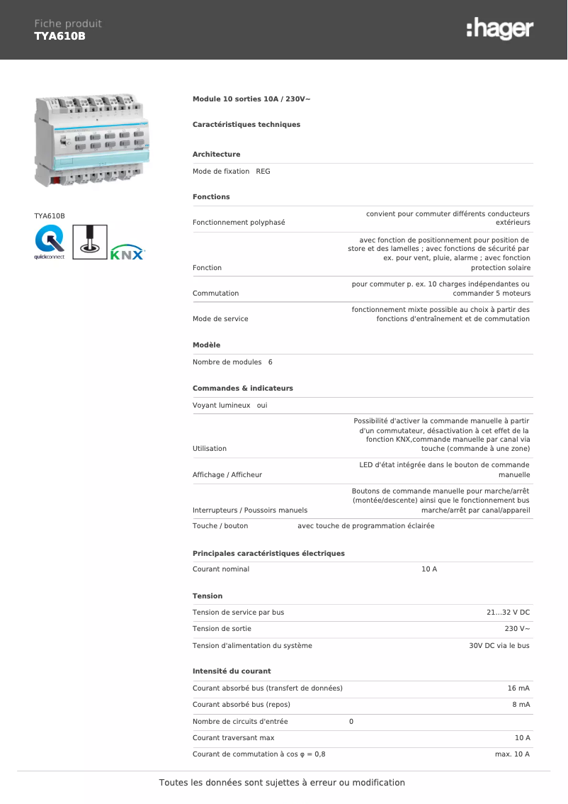 Image de la première page du manuel de l'appareil TYA610B