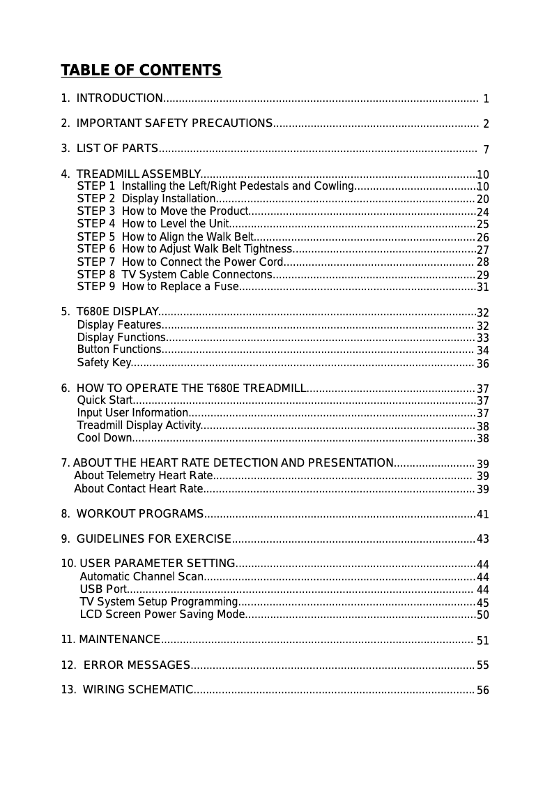 Page 1 de la notice Manuel utilisateur SportsArt T680E