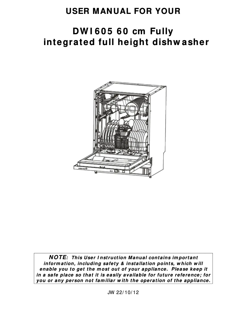 Image de la première page du manuel de l'appareil DWI 605