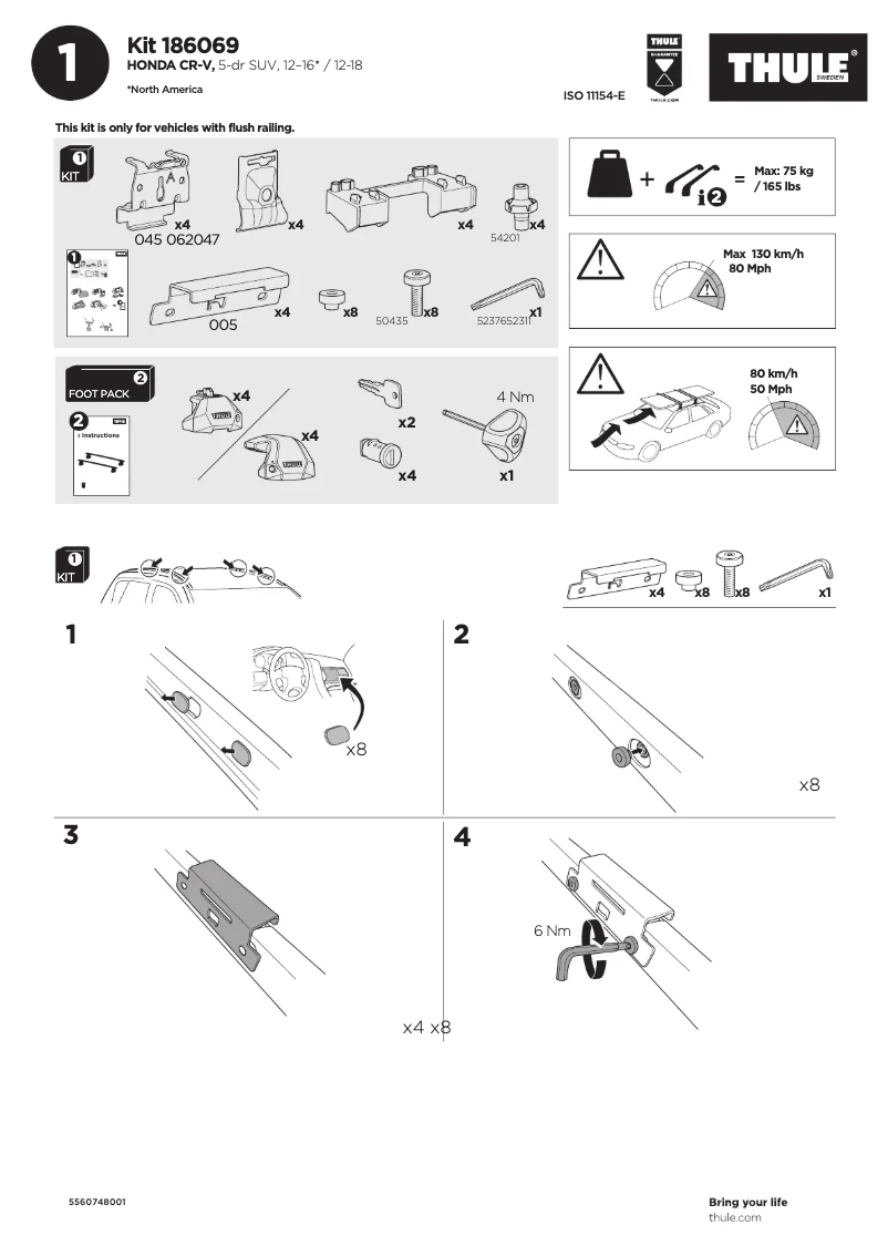 Page 1 de la notice Manuel utilisateur Thule Kit 186069