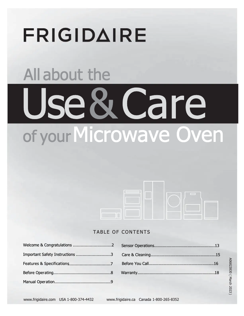 Page 1 de la notice Manuel d'utilisation et d'entretien Frigidaire PMBS3080AF
