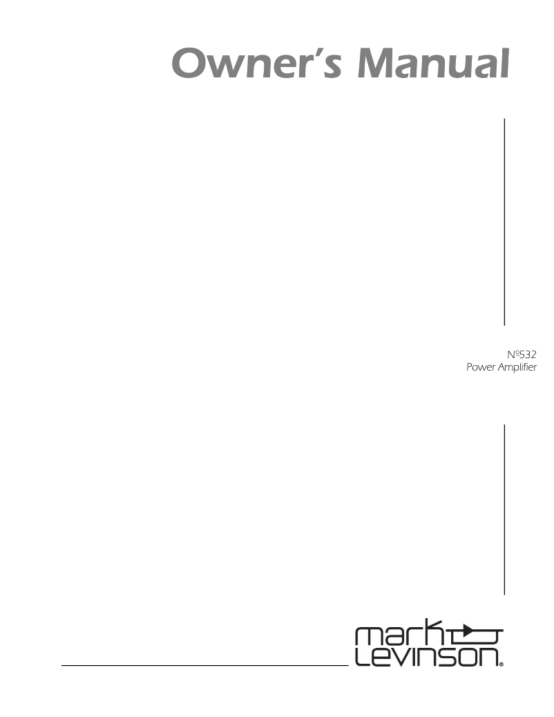 Page 1 de la notice Manuel utilisateur Mark Levinson No532