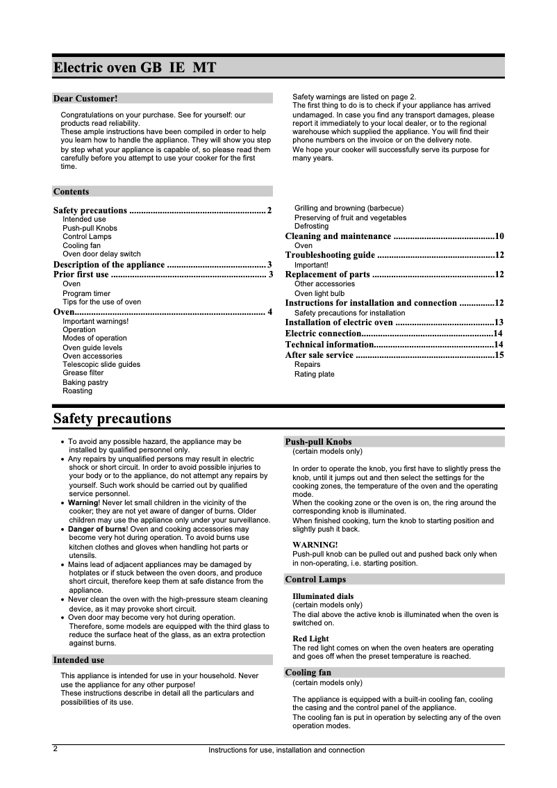 Page n°1 - Manuel utilisateur Gorenje B 8980