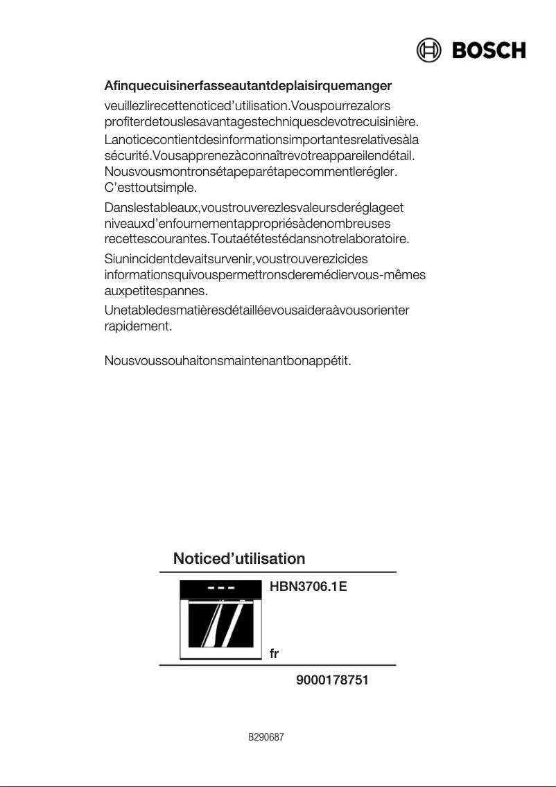 Page 1 de la notice Mode d'emploi Bosch HBN370651E