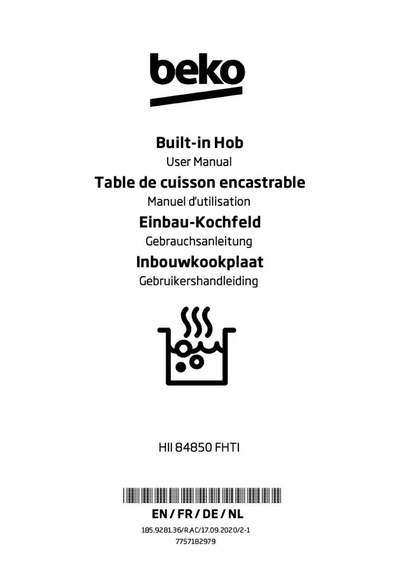 Page 1 de la notice Manuel utilisateur Beko HII 84850 FHTI