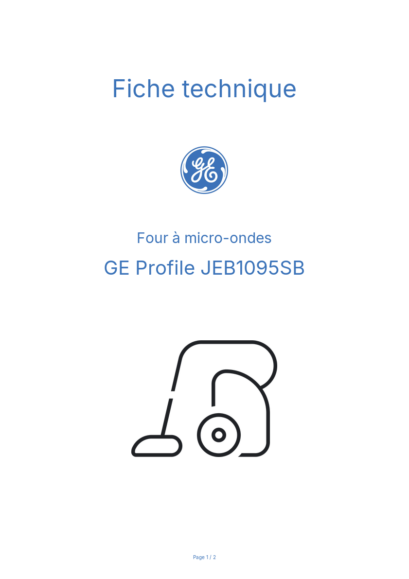 Page n°1 - Fiche technique GE Profile JEB1095SB