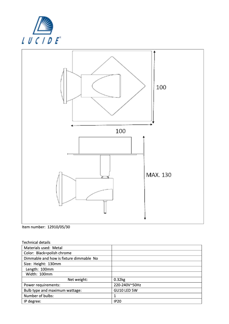 Image de la première page du manuel de l'appareil Brackx-LED