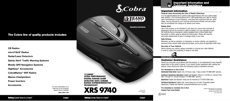 Imagen de la primera página del manual del dispositivo XRS 9740
