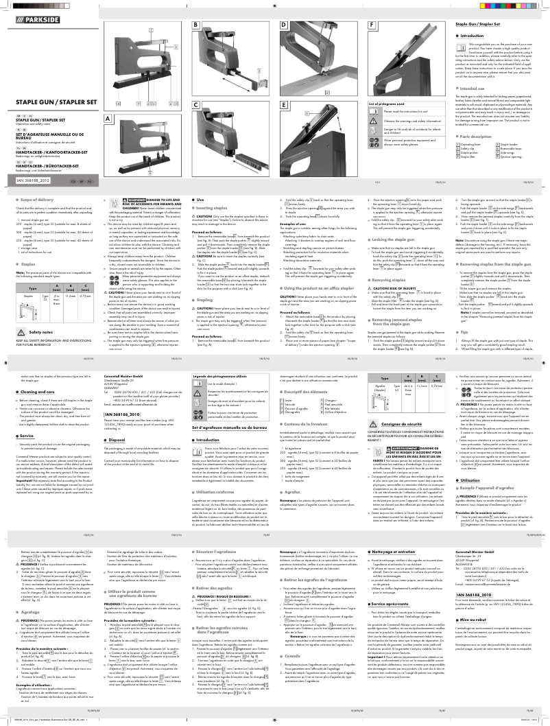 Page 1 de la notice Manuel utilisateur Parkside IAN 368188