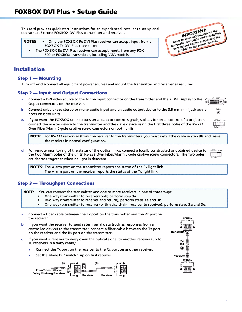 Image de la première page du manuel de l'appareil FOXBOX Tx DVI Plus MM