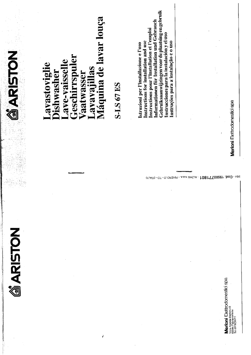 Page n°1 - Manuel utilisateur Ariston Thermo SLS 67 ES