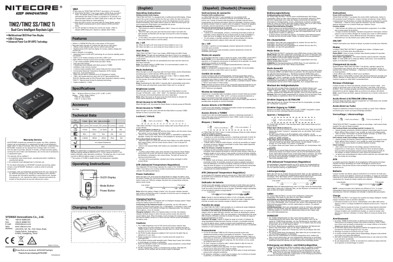 Page n°1 - Manuel utilisateur Nitecore TINI2 Ti